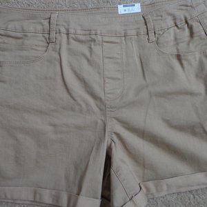 Women's beige jeans cuff leg shorts by Time & Tru